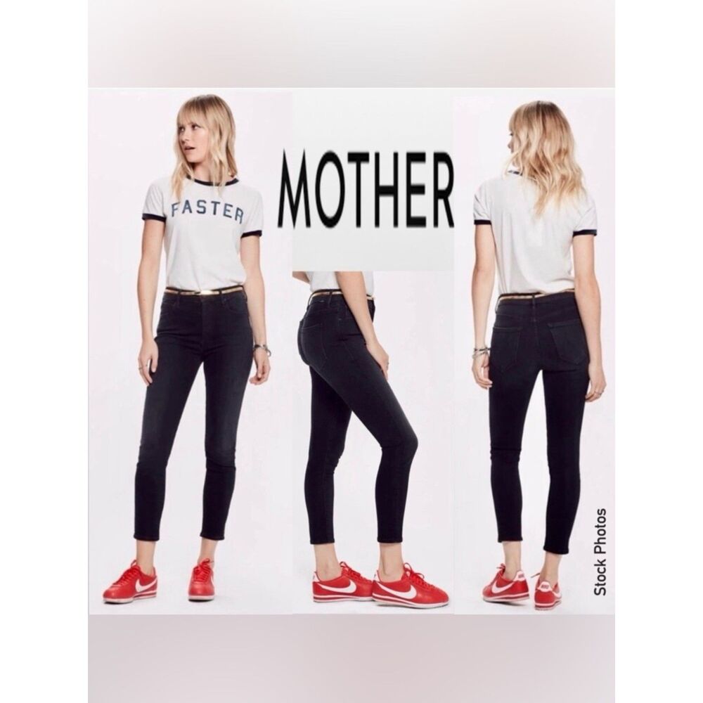 MOTHER The Stunner Crop Blackbird Wash Button Fly Jeans Women's Size 25